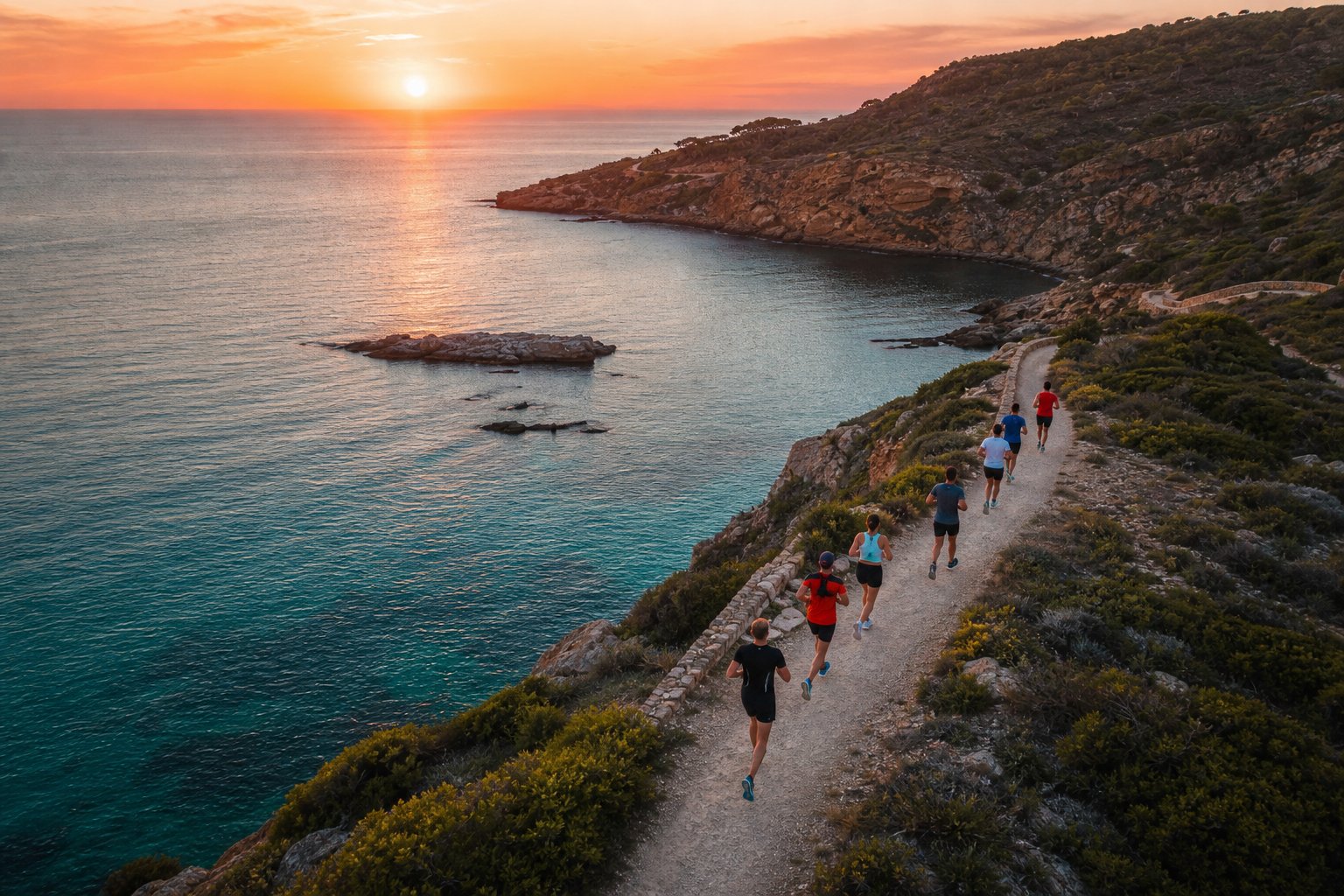 Aerial view of coastal running path